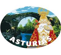 Artimagen Pegatina Oval Virgen de Covadonga Cangas 80x60 mm.