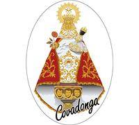 Artimagen Pegatina Oval Virgen de Covadonga Fondo Blanco 60x80 mm.