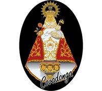 Artimagen Pegatina Oval Virgen de Covadonga Fondo Negro 60x80 mm.