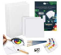 Artina 24 Piezas Set Pintura Acrílica - Maletin 8 Pinturas Acrílicas à 12 ml, Bastidores Diferentes Dimensiones, Pinceles y más - Estuche de Madera de Pino Kit Pintura Niños - Corsica