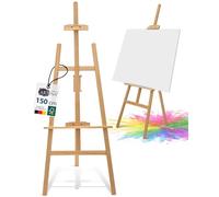 Artina caballete de madera de pino FSC® grande regulable en altura campo | 150cm para lienzos grandes y pequeños de hasta 110cm para niños y adultos boda lienzos pintura atril Tessin