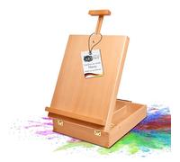 Artina Caballete de Mesa Nancy - Maletín de Artista Caballete para bastidores (MAX. 66 cm) - Caballete de Mesa con asa de Transporte - Maletín de Pintura con 3 divisiones para Pinturas y Pinceles