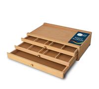 Artina Caja de Madera para Utensilios de Pintura Troyes con 3 cajones 40x10x25cm (AxAxP) - Madera de Haya