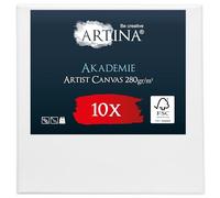 Artina Set de 10 Lienzos para Pintar 10x10 cm - 100% Algodón 280g/m² - Lienzo Blanco para Pintar con Bastidores de Madera FSC® Canvas Lienzo Pequeño Akademie