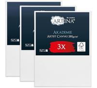 Artina Set de 3 Lienzos para Pintar Grandes 70x100 cm - 100% Algodón 280g/m² - Lienzo Blanco para Pintar con Bastidores de Madera FSC® Canvas Lienzo para Pintar - Akademie