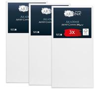 Artina Set de 3 Lienzos para Pintar Grandes con Bastidores de Madera FSC® | 50x100cm blanco 100% algodón lienzo para Canvas tela tensada óleo preestirados Akademie