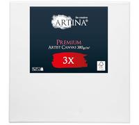 Artina Set de 3 Premium Lienzos para Pintar 40x40 cm - 100% Algodón 380g/m² - FSC® Canvas Lienzo Pequeño con Bastidores Estables de Madera - Lienzo Blanco Preestirado Tela para Pintar