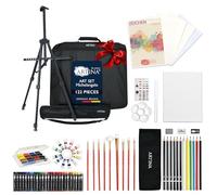 Artina XXL 122 Piezas Set Caballete Pintura - Maletin con Pinturas Acrílicas, Acuarela, Lápices, Lienzo, Pinceless y Pasteles - Regalo Navidad para Kit Pintura Niños y Adultos - Michelangelo