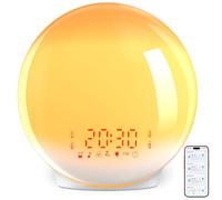 ARTINABS Despertador Luz, Wake Up Light, Despertador con Simulación de Amanecer y Atardecer, App Control, 4 Alarmas, Snooze, Calibración Automática de Hora, Radio FM, 7 Sonidos, 12 Colores