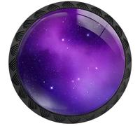Artinhand Paquete de 4 pomos redondos para gabinete, diseño de galaxia, estrellas, nebulosa, color morado, para cajones de cocina, armarios de baño