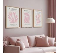 ARTINSPIRIO Henri Matisse Papiers Découpés Juego de 3 pósteres con formas abstractas en rosa, impresiones artísticas minimalistas para salón, dormitorio u oficina, póster sin marco (60 x 80 cm)