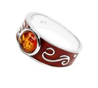 Artipol Bague producto europeo estilo francés. Plata esmaltada con naturales Ámbar - modelo 4229-B, talla 60