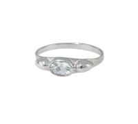 Artipol Bague producto europeo estilo francés. Plata rodiada con naturales Aguamarina - modelo M22-AQ, talla 60