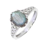 Artipol Bague producto europeo estilo francés. Plata rodiada con naturales Labradorita - modelo 3029-LAB, talla 50