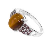 Artipol Bague producto europeo estilo francés. Plata rodiada con naturales Ojo de tigre - modelo 3821-OT, talla 51