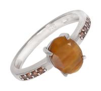 Artipol Bague producto europeo estilo francés. Plata rodiada con naturales Ojo de tigre - modelo 3824-OT, talla 64