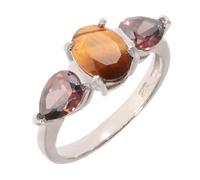 Artipol Bague producto europeo estilo francés. Plata rodiada con naturales Ojo de tigre - modelo 3826-OT, talla 50