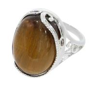 Artipol Bague producto europeo estilo francés. Plata rodiada con naturales Ojo de tigre - modelo 5011-OT, talla 53