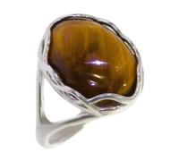 Artipol Bague producto europeo estilo francés. Plata rodiada con naturales Ojo de tigre - modelo 5413-OT, talla 50