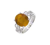 Artipol Bague producto europeo estilo francés. Plata rodiada con naturales Ojo de tigre - modelo 5809-OT, talla 50