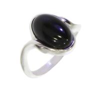 Artipol Bague producto europeo estilo francés. Plata rodiada con naturales Ónice negro - modelo 3810-ON, talla 51