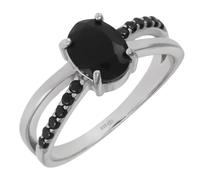 Artipol Bague producto europeo estilo francés. Plata rodiada con naturales Ónice negro - modelo 3827-ON, talla 55