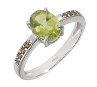 Artipol Bague producto europeo estilo francés. Plata rodiada con naturales Peridoto - modelo K01-P, talla 63