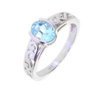 Artipol Bague producto europeo estilo francés. Plata rodiada con naturales Topacio azul - modelo M59-TB, talla 54