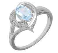 Artipol Bague producto europeo estilo francés. Plata rodiada con naturales Topacio azul - modelo M62-TB, talla 60