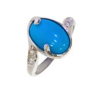 Artipol Bague producto europeo estilo francés. Plata rodiada con naturales Turquesa - modelo 4228-TQ, talla 52