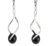 Artipol Boucle producto europeo estilo francés. Plata rodiada con naturales Ónice negro - modelo E3802-ON