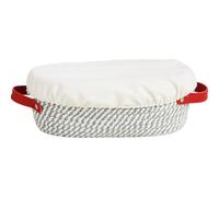 Artisan Bread Bread Basket, Handmade Proofing Box, Double-Handle Baking Tool with Liner and Cloth Cover, Rustic Bakery Supply for Dough Rising Pastry Storage Kitchen Use, 10.2x5.5 * 3.7in