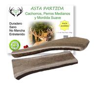 ARTISAN GIFT CO Asta de Ciervo para Perro, Masticables de Cuernos Naturales Partidos, para Cachorros y Mordida Suave, Talla L - 2 unds. Peso min. Pack 162gr.