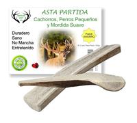 ARTISAN GIFT CO Asta de Ciervo para Perro, Masticables de Cuernos Naturales Partidos, para Cachorros y Mordida Suave, Talla M - 2unds. Peso min. Pack 102gr.