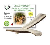 ARTISAN GIFT CO Asta de Ciervo para Perro, Masticables de Cuernos Naturales Partidos, para Cachorros y Mordida Suave, Talla S - 2 unds. Peso min. Pack 56gr.