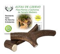 ARTISAN GIFT CO Asta de Ciervo para Perros, Masticables Naturales de Cuernos para Cachorros y Adultos. Talla M, 2 unds. Peso Total Pack más de 150 gr