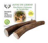 ARTISAN GIFT CO Asta de Ciervo para Perros, Masticables Naturales de Cuernos para Cachorros y Adultos. Talla XS - 2 unds. Peso Total Pack más de 70 gr.