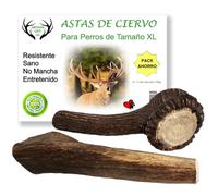 ARTISAN GIFT CO Asta de Ciervo para Perros, Masticables Naturales de Cuernos para Cachorros y Adultos. Talla XL 2 unds. Peso Total Pack más de 450 gr