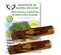 ARTISAN GIFT CO Mordedor Perro Adulto y Cachorro, Juguete de Madera para Perros. Palo de Olivo - 24 cm