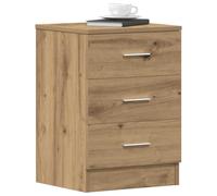 Artisan Oak Nightstand with 3 Drawers, Engineered Wood Bedside Table for Bedroom & Living Room, 38x35x55cm, Sturdy Moisture-Resistant, Easy to Clean, Smooth Surface for Decor & Storage
