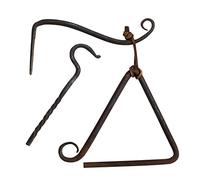 Artisan Owl Cast Iron Triangle Dinner Bell with Striker, Leather Strap & Hanging Bracket - Rustic Home Decor Accent, Decorative for Entryway, Kitchen, Garden, or Patio