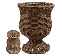 Artisanal Woven Planter, Decorative Rattan Flower Holder, 12.6 Inches Pot with Goblet Shape, Synthetic Fiber Floral Container, Hanging Basket with Unique Garden Accent for Porch Pati