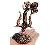 ARTISKRITI Shivji Trishul Damru y Aum Idol para Mandir, ídolo Shiva Idol, artículos de decoración de salpicadero de coche, estatua de metal para decoración del hogar de Pooja (cobre Om)