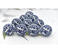 ARTISNO Pomos de cerámica coloridos azules para armarios de cocina, armarios de baño, aparadores, cajones, baúl hecho a mano, juego de 10 (diseño c)