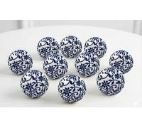 ARTISNO Pomos de cerámica coloridos azules para armarios de cocina, armarios de baño, aparadores, cajones, baúl hecho a mano, juego de 10 (diseño d)