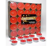 Artisoul® 50 Velas Pequeña Rojo- 4,5 Horas - Mini Velas de Deseo Sin olor y Sin Humo- Velas de Té Sin Contaminación Pack Velas para la Spa Relajación Mesa del Banquete Bodas Hogar Decoración - Rojo