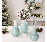 Artisoul® Jarron decorativos Juego de 3 jarron ceramica pequeños diseño estético jarrón para cocinas de flores dormitorios oficinas salas de estar baños y centros de mesas decoracion hogar, azul verde