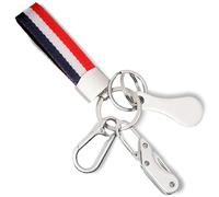 Artisoul Llavero 4 en 1, Mosqueton Llavero Metales, Mini Cuchillo Plegable, Moneda Carro Supermercado, Etiqueta de Llave, para Hombre Mujer Auto Moto al Aire Libre,20 (Blue)