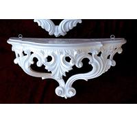 Artissimo Consola de pared barroca, estante de pared antiguo, consola de espejo, color blanco, 38 x 20 x 16 cm, consola vintage retro repro