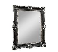 artissimo Espejo de pared barroco negro y plata 90 x 70 cm espejo de peluquería espejo de baño espejo de pasillo espejo antiguo 3057